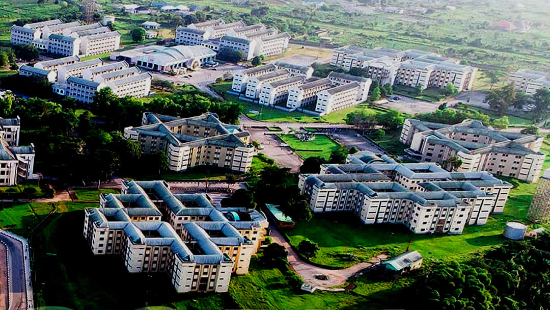 Covenant University campus in Ota, Ogun State, featuring modern academic buildings and well-maintained green spaces