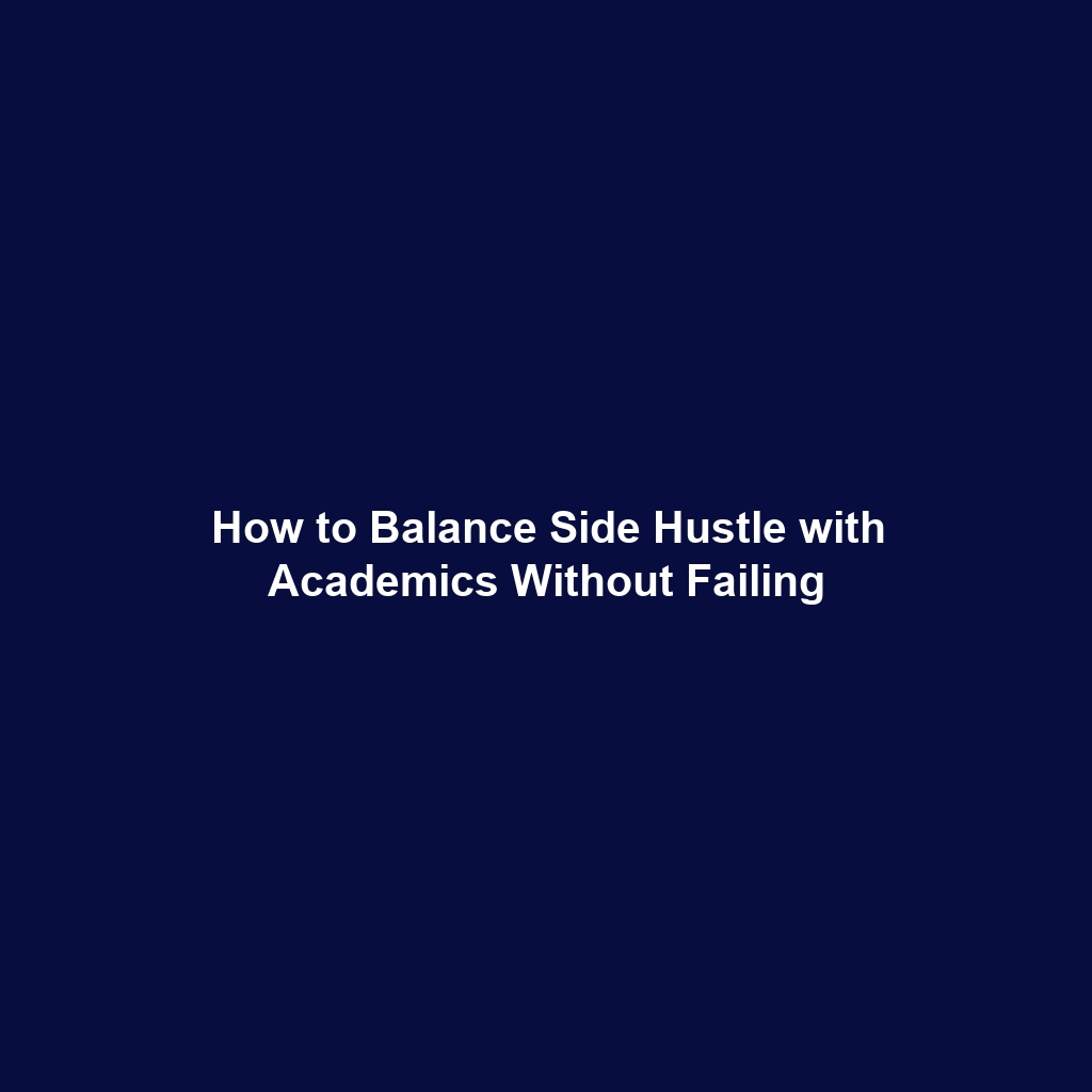 How to Balance Side Hustle with Academics Without Failing