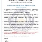 Extension Notice for the 2025/2026 Admissions Post-Utme Screening Exercise – OOU Management