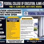 Fed College of Education, Ilawe-Ekiti releases NCE admission form, 2025/2026 session