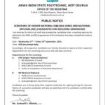 Akwa Ibom State Poly notice on screening of HND & ND candidates, 2025/2026