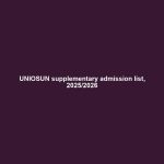 UNIOSUN supplementary admission list, 2025/2026