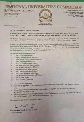 NUC approves 13 New Degree Programmes for Nigerian Universities