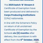 NYSC notice on delivery of 2025 Batch ‘b’ Stream II exemption certificates