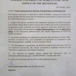 FUAMB 2nd batch admission list, 2025/2026