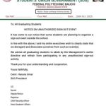 Fed Poly Bauchi SUG notice to graduating students on unauthorized sign-out event