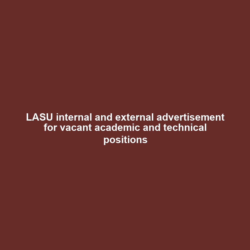 LASU internal and external advertisement for vacant academic and technical positions