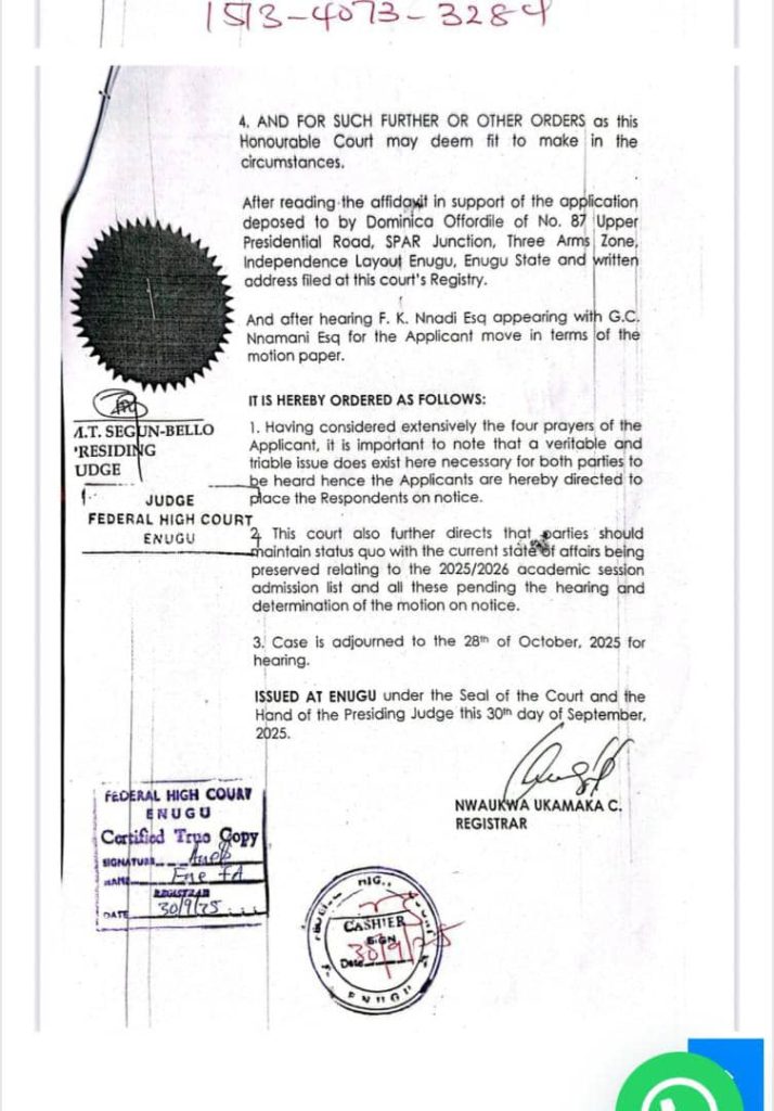 COURT SUSPENDS 2025/2026 ADMISSION EXERCISES IN UNILAG & OAU