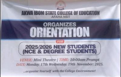 Akwa Ibom State COE announces matriculation ceremony, 2025/2026