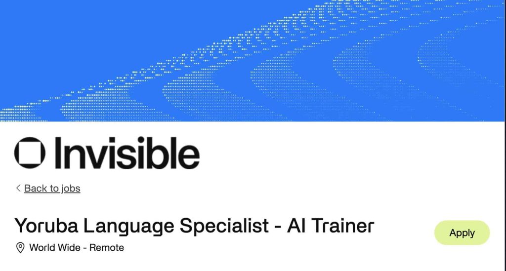 Yoruba Language Specialist – AI Trainer Role