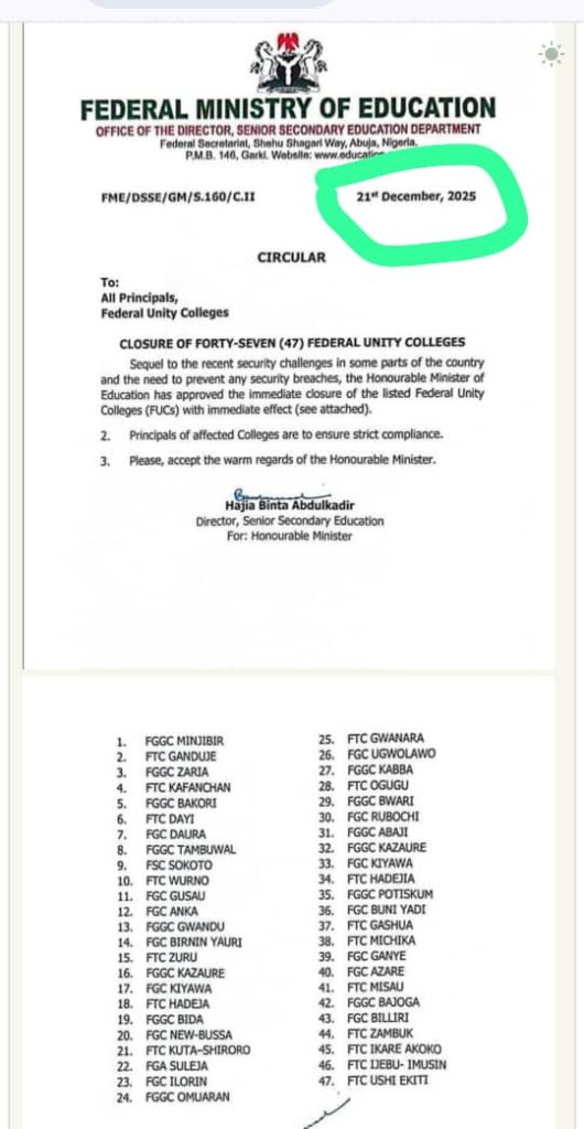 INSECURITY:FG SHUTS 41 UNITY SCHOOLS OVER RISING STUDENT ABDUCTIONS