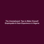 The Unemployed: Tips to Make Oneself Employable & Gain Experience in Nigeria