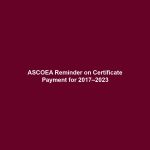 ASCOEA Reminder on Certificate Payment for 2017–2023