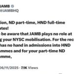 JAMB Clarifies Its Role in NYSC Mobilization for ND Part-time and HND Graduates