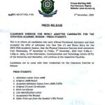 RSUST announces clearance exercise for new students, 2025/2026